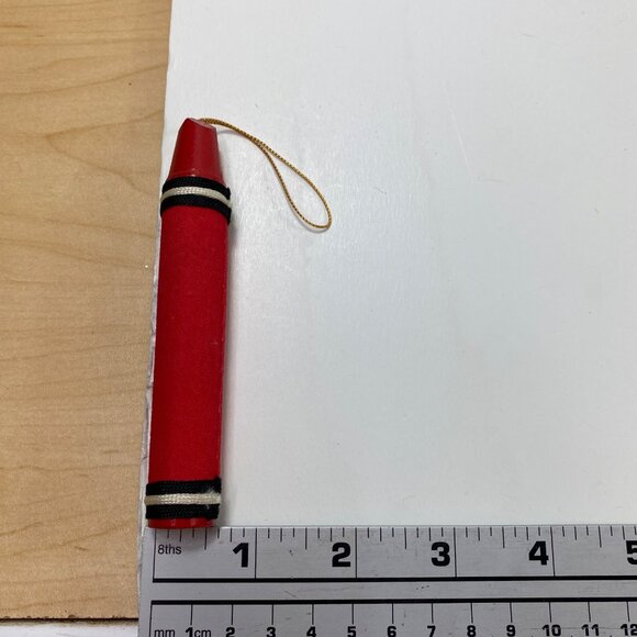 Ornamet Set Red Green White Tartan Plaid Mini Teddy Bear Bow Red Crayon - Picture 13 of 13